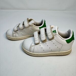 Adidas Stan Smith Kids White Sneakers with Green Accents